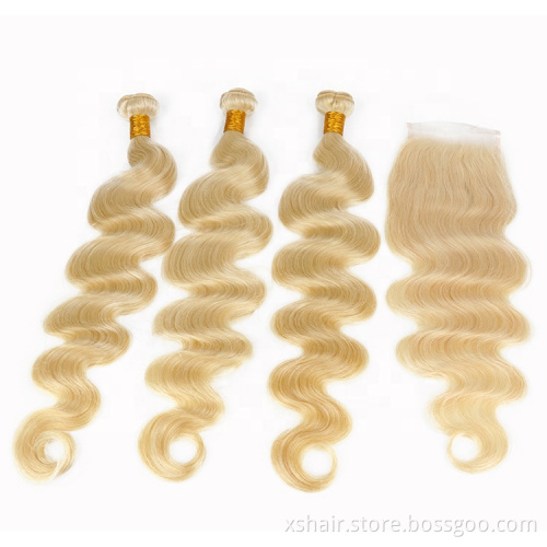 No Tangle Honey Brown 613 Color Human Hair Bundle Brazilian 12A Body Wave Human Hair Bundles